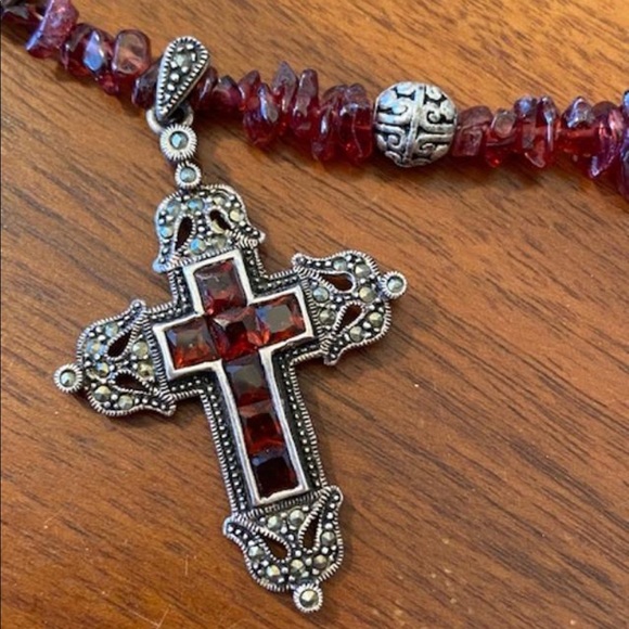 GARNET AND STERLING-SILVER set- - Picture 3 of 11